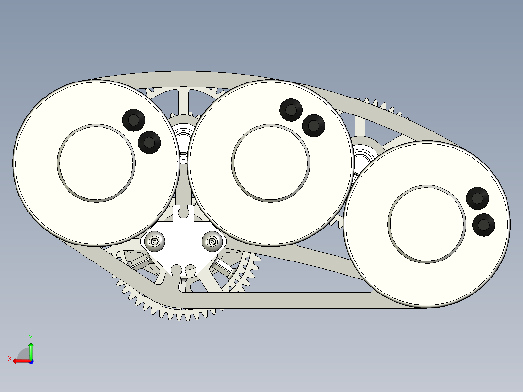 三连电机小齿轮箱3D数模图纸 STEP格式后视图