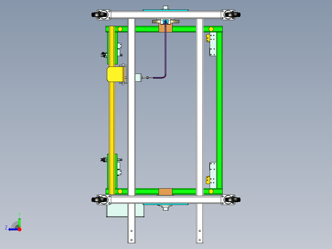 一种翻转式小车右视图