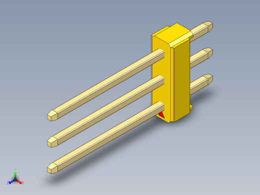 彩色公头100mil（2.54mm）系列-DS1021_yellow_3x01p_100mil_Type5_rev1.0正等轴测缩略图