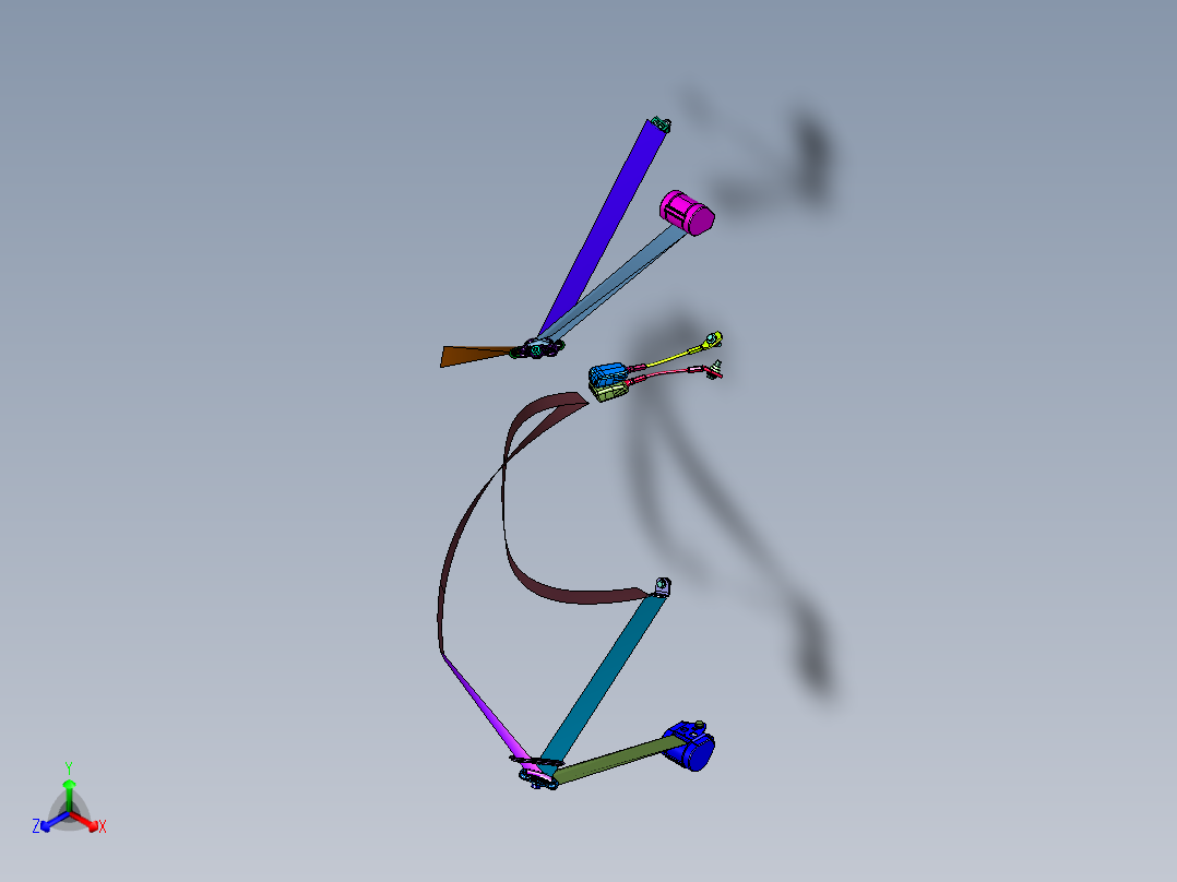 挖掘机建筑车辆点式安全带正等轴测图