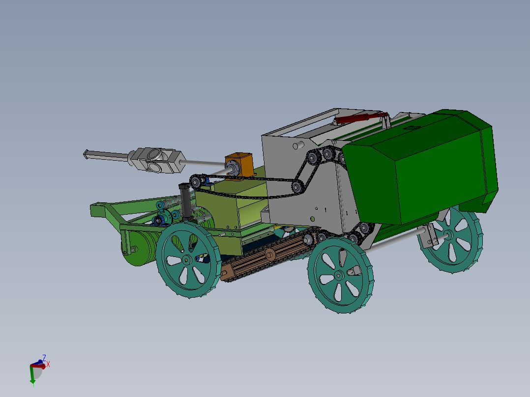 棉田残膜回收打包一体机主视图
