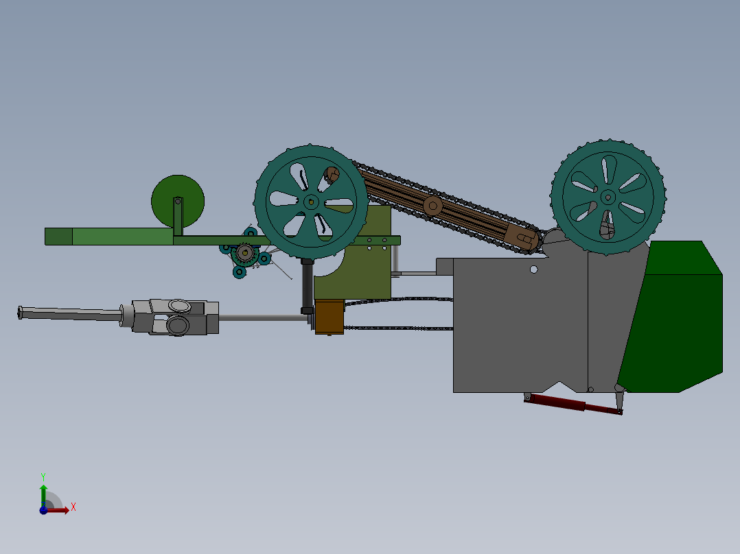 棉田残膜回收打包一体机前视图