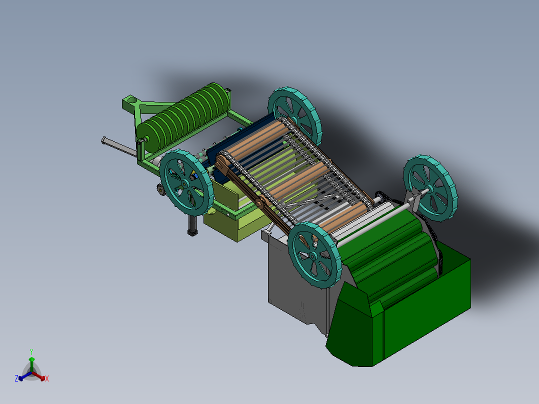 棉田残膜回收打包一体机正等轴测图