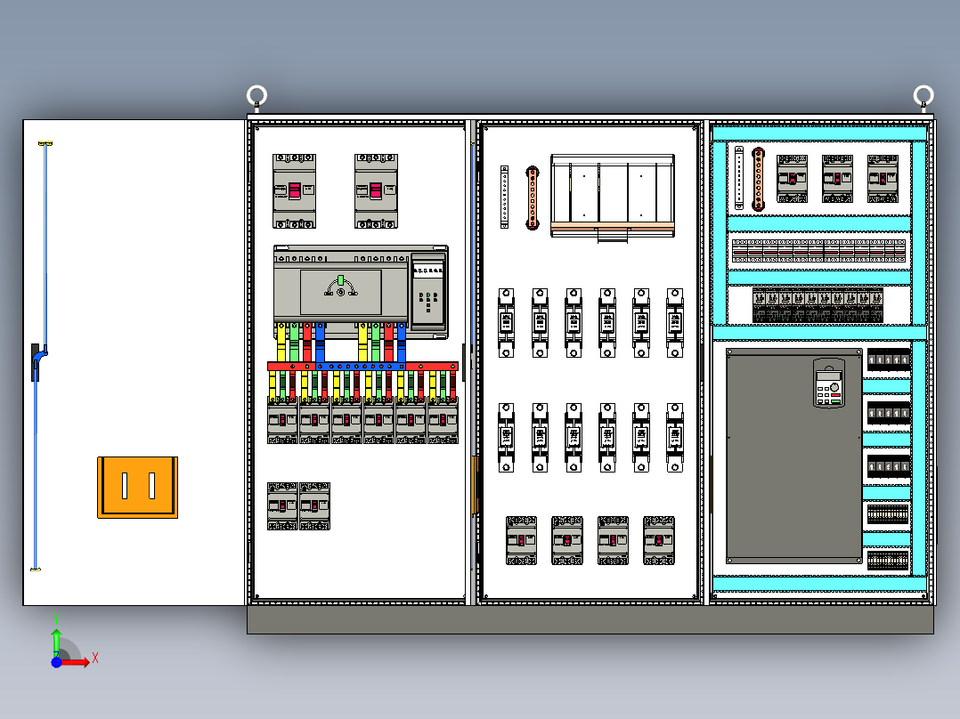 三柜组装双电源刀开关变频器控制柜前视图