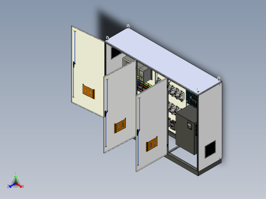 三柜组装双电源刀开关变频器控制柜正等轴测缩略图