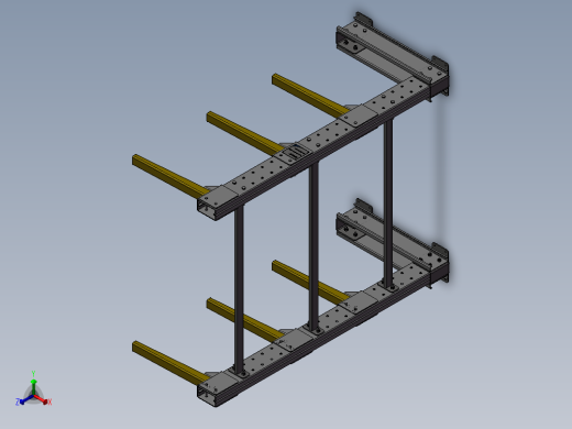 货架、三层两列悬臂货架正等轴测缩略图