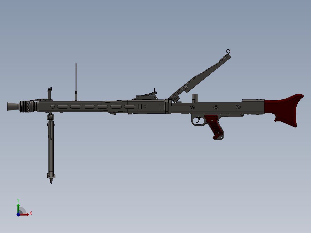 手枪左轮冲锋枪老式狙击步枪设计3D图纸mg-42-maschinengewehr-42 SW STP前视图