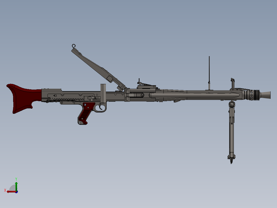 手枪左轮冲锋枪老式狙击步枪设计3D图纸mg-42-maschinengewehr-42 SW STP后视图