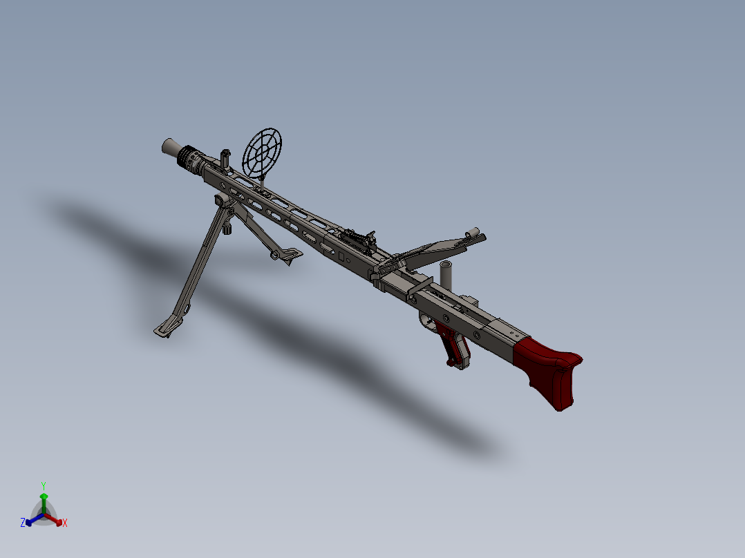 手枪左轮冲锋枪老式狙击步枪设计3D图纸mg-42-maschinengewehr-42 SW STP正等轴测图