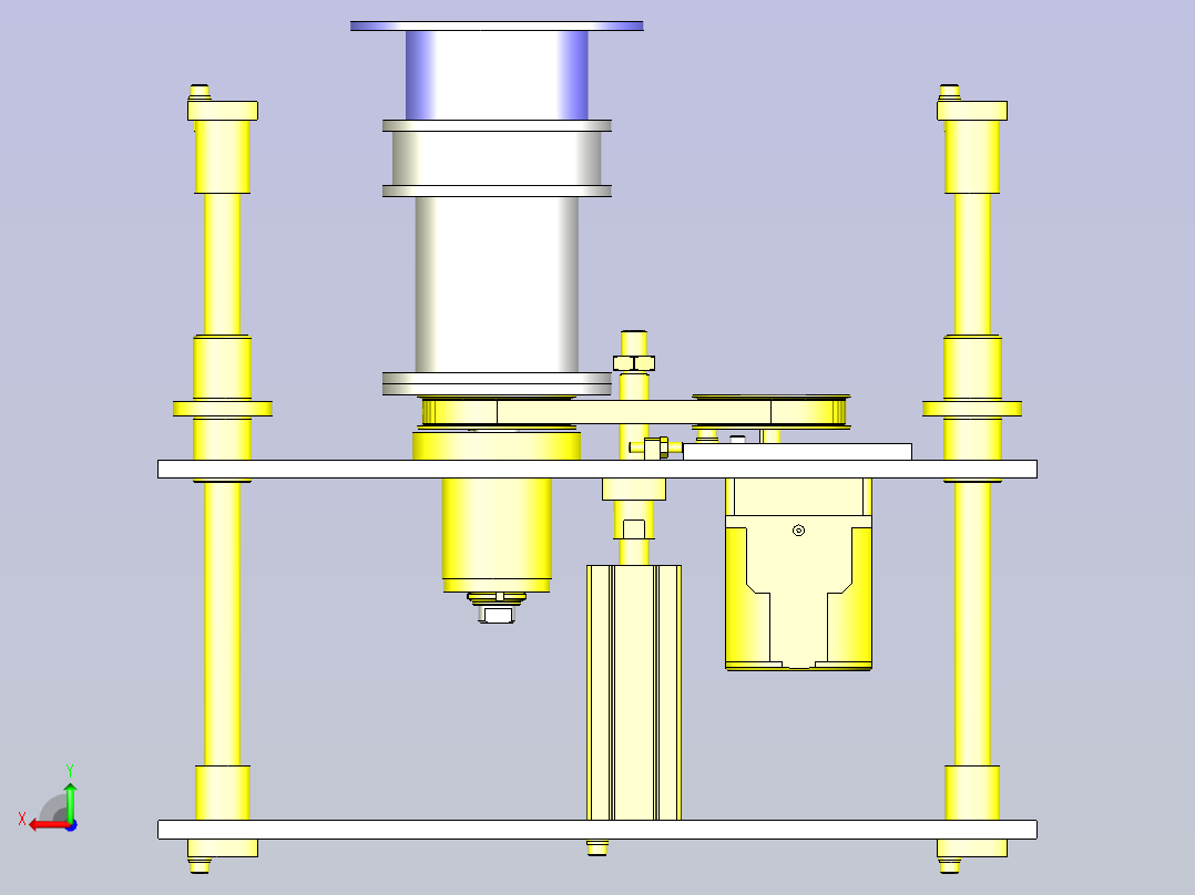 一款旋转上浮机构3D模型后视图
