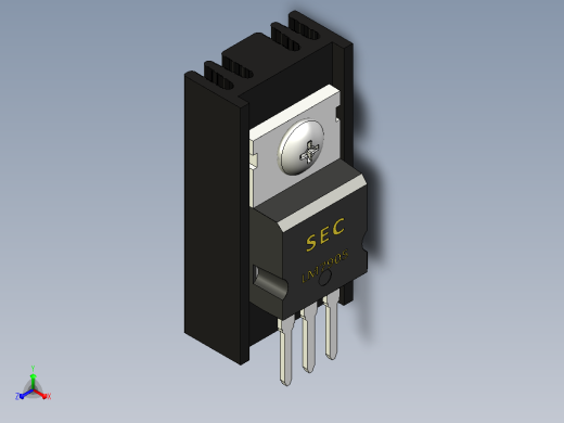 LM7905黑色散热器25 x 12 6 x 6 5 mm孔18 3mm螺丝固定.stp正等轴测缩略图