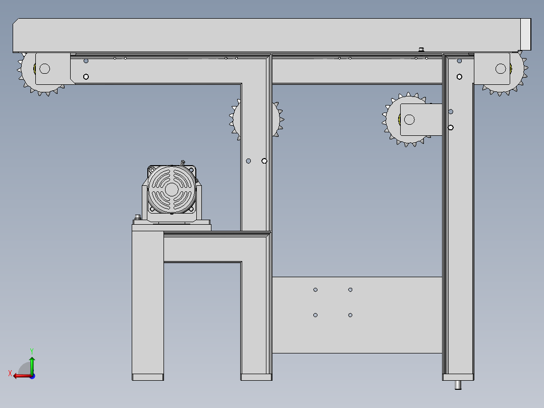 带自动张紧机构的传送后视图
