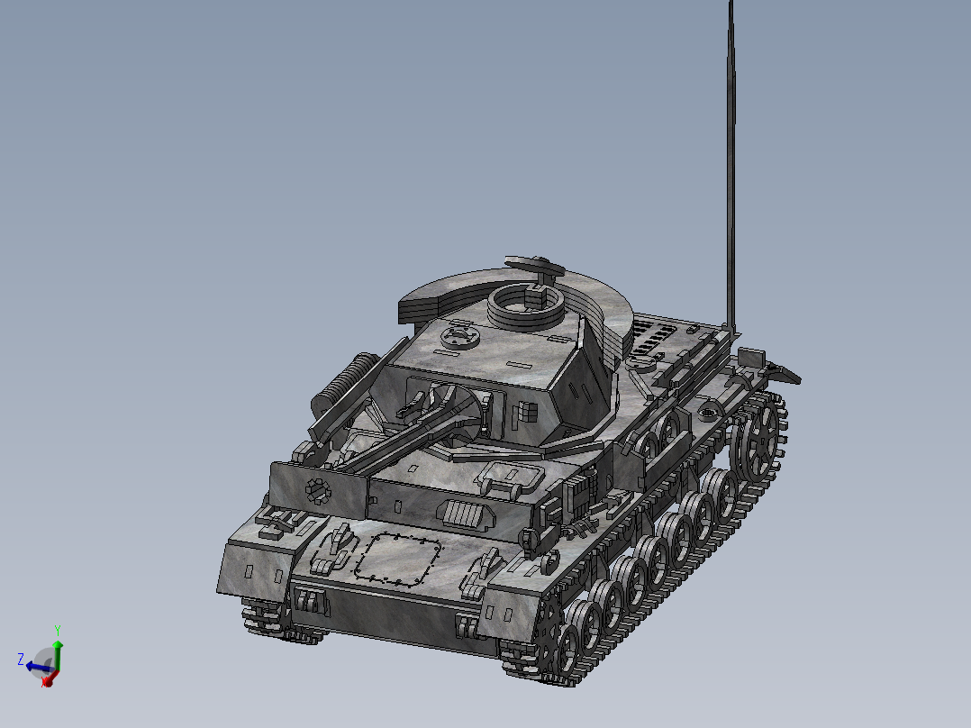 Panzerkampfwagen IV德军坦克模型3D图纸 Solidworks设计 附STEP
