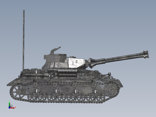 Panzerkampfwagen IV德军坦克模型3D图纸 Solidworks设计 附STEP左视缩略图