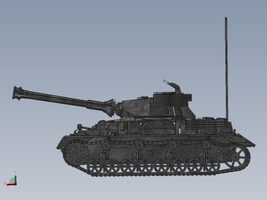Panzerkampfwagen IV德军坦克模型3D图纸 Solidworks设计 附STEP右视缩略图