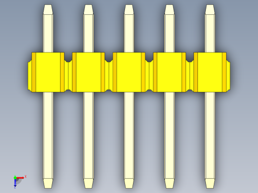 彩色公头100mil（2.54mm）系列-DS1021_yellow_1x05p_100mil_Type1_rev1.0俯视缩略图