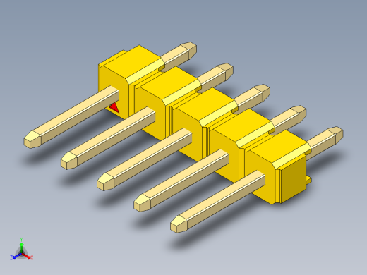 彩色公头100mil（2.54mm）系列-DS1021_yellow_1x05p_100mil_Type1_rev1.0正等轴测缩略图