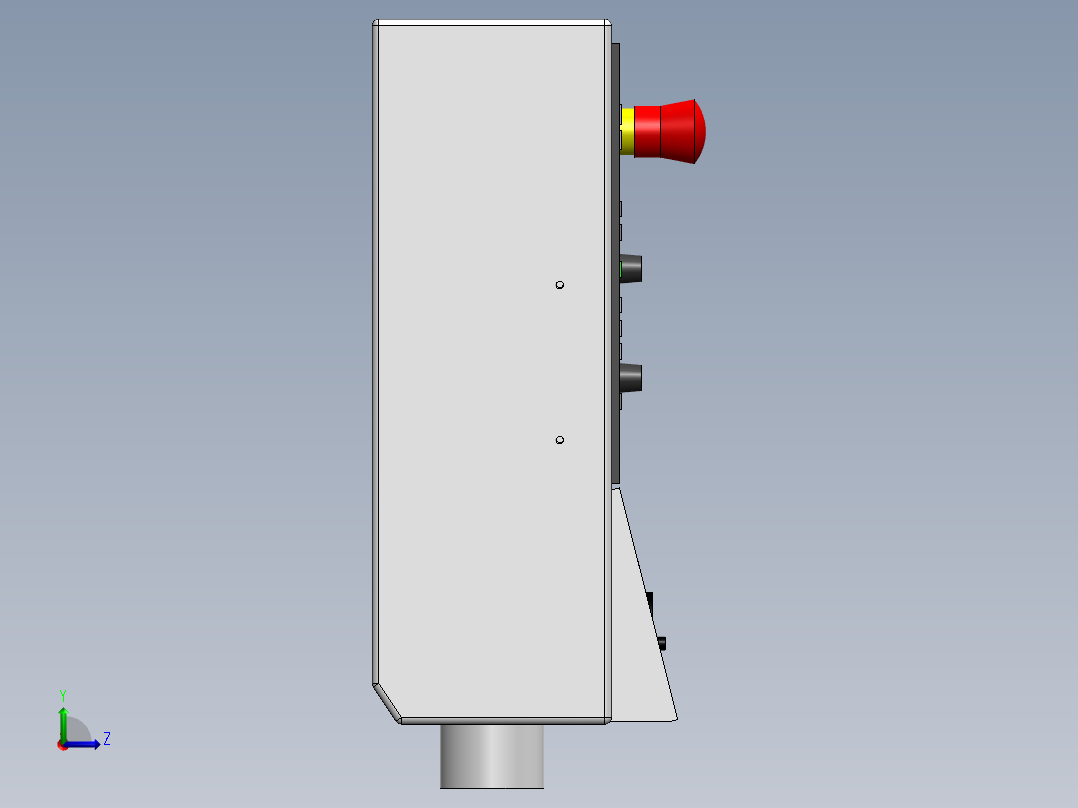 CNC数控车床操控面板3D图纸 Solidworks设计左视图