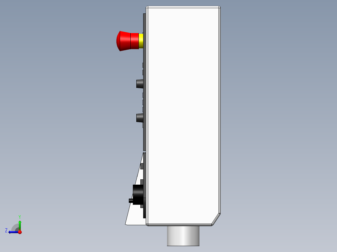 CNC数控车床操控面板3D图纸 Solidworks设计右视图