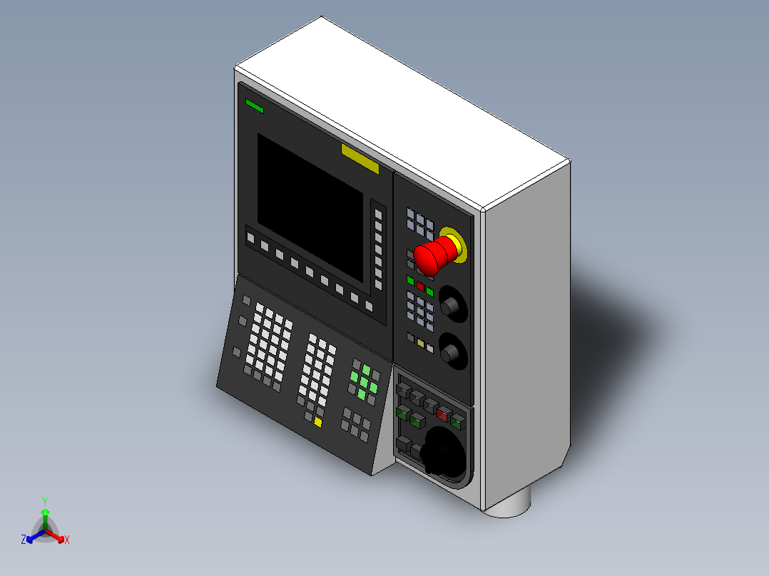 CNC数控车床操控面板3D图纸 Solidworks设计正等轴测图