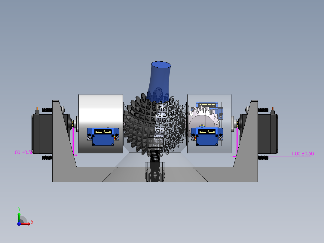 球形齿轮球面齿轮机构3D图纸 Solidworks设计前视图