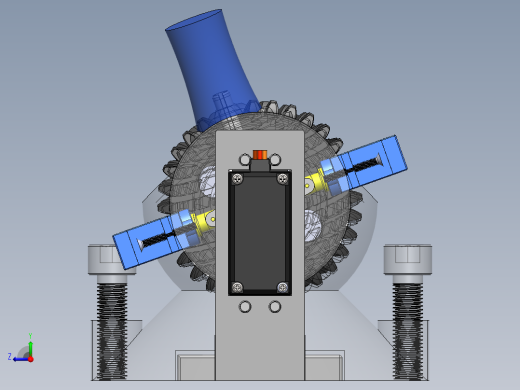 球形齿轮球面齿轮机构3D图纸 Solidworks设计右视缩略图