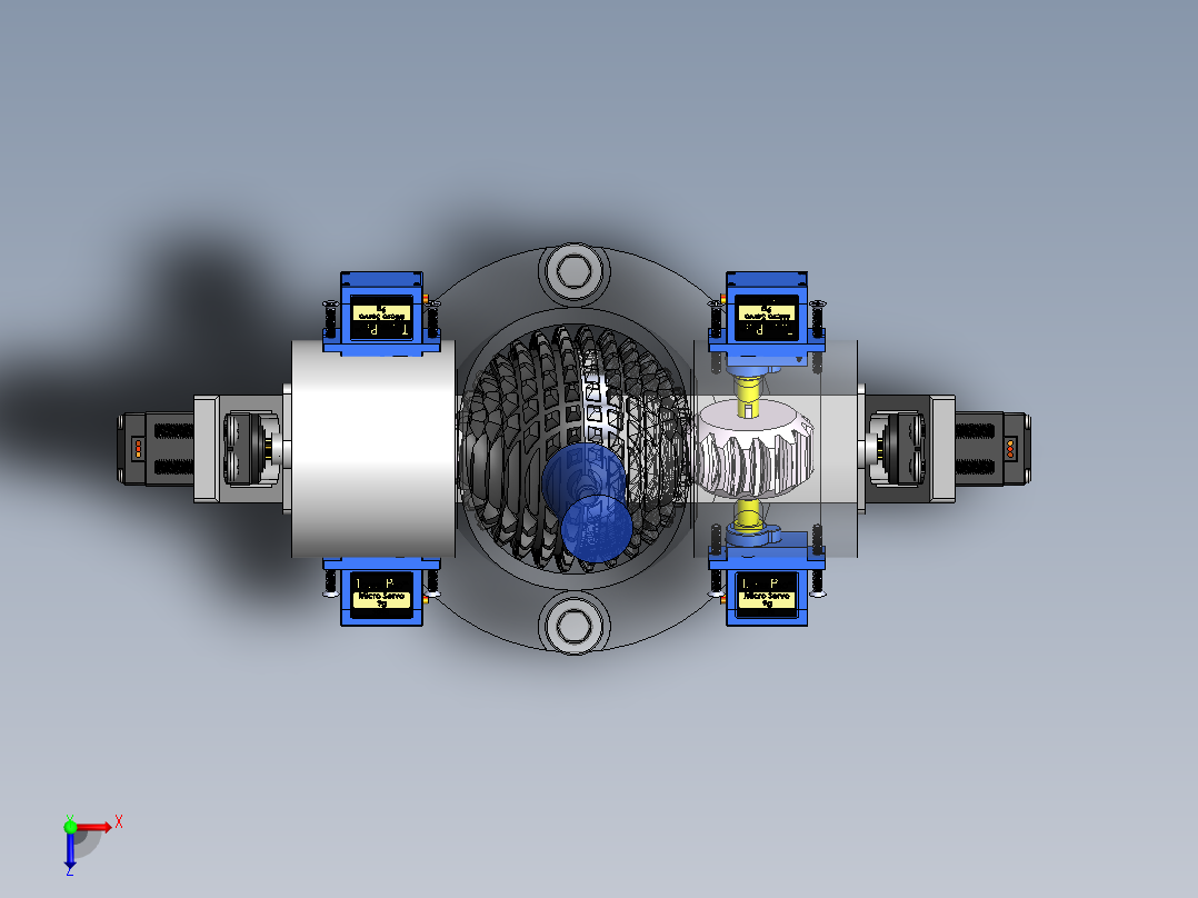 球形齿轮球面齿轮机构3D图纸 Solidworks设计俯视图