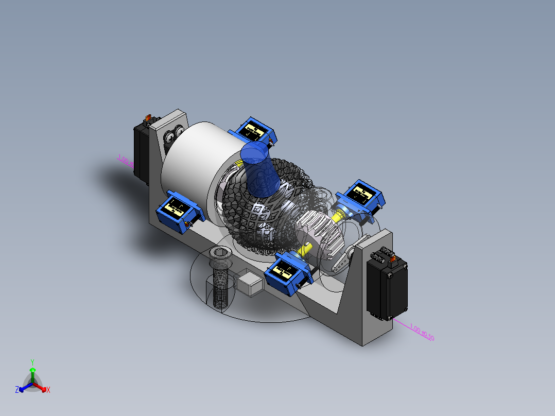 球形齿轮球面齿轮机构3D图纸 Solidworks设计正等轴测图