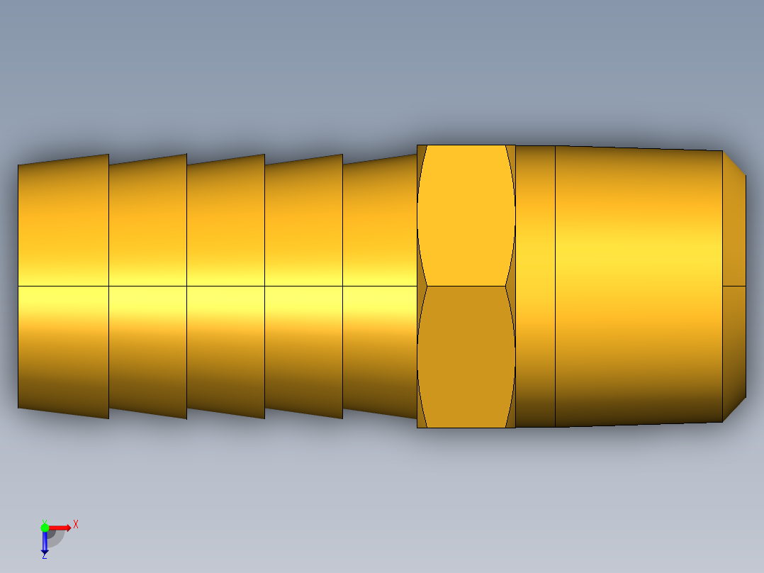 倒齿式工业管接头Hose Barb to Male Pipe 125HBL-10-6俯视图