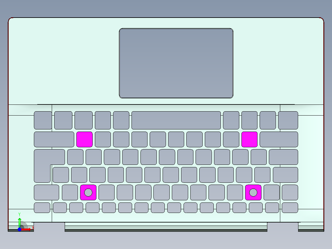 键盘外壳铣TP-高光C角加外形C角程序模型前视图