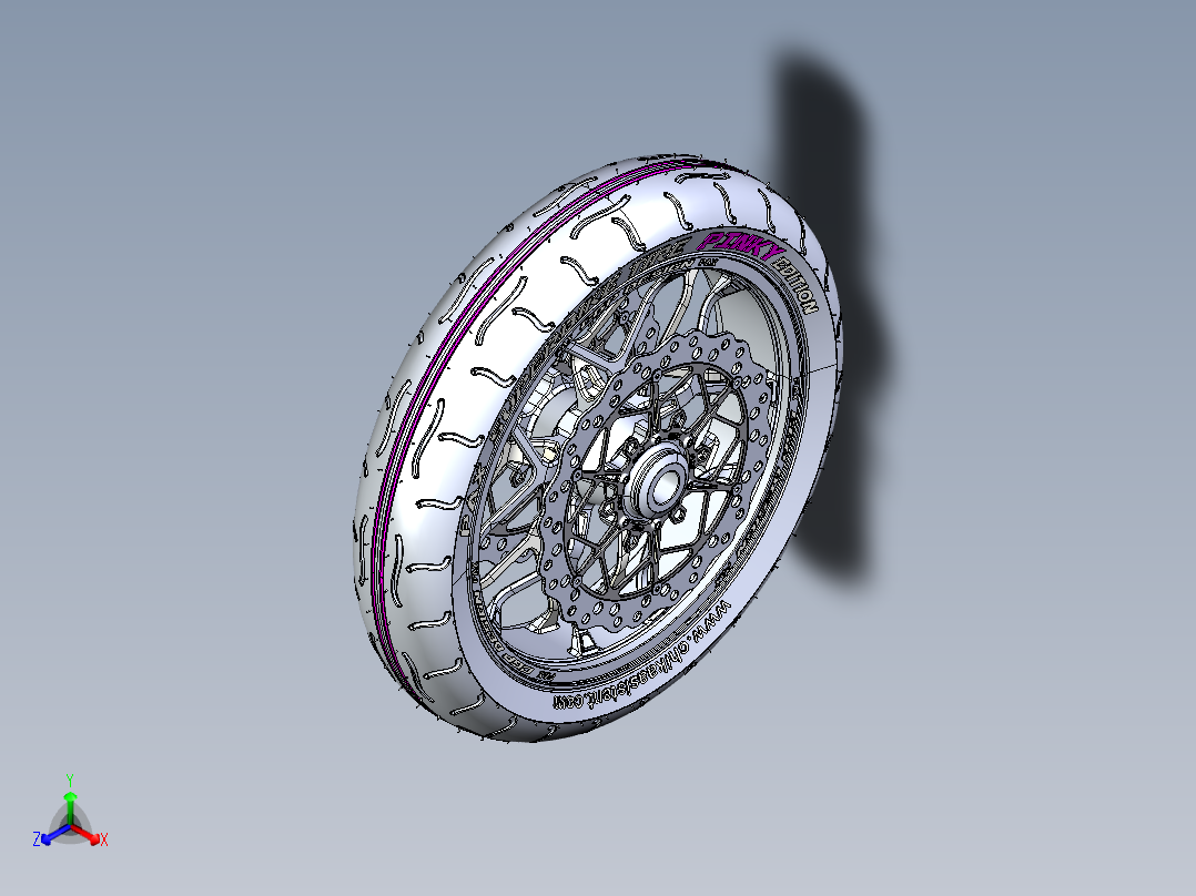 轮胎、车轮、轮毂(170)正等轴测图