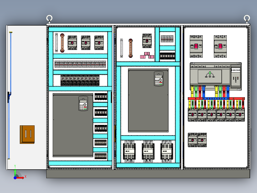 三柜组装变频器双电源控制柜前视图
