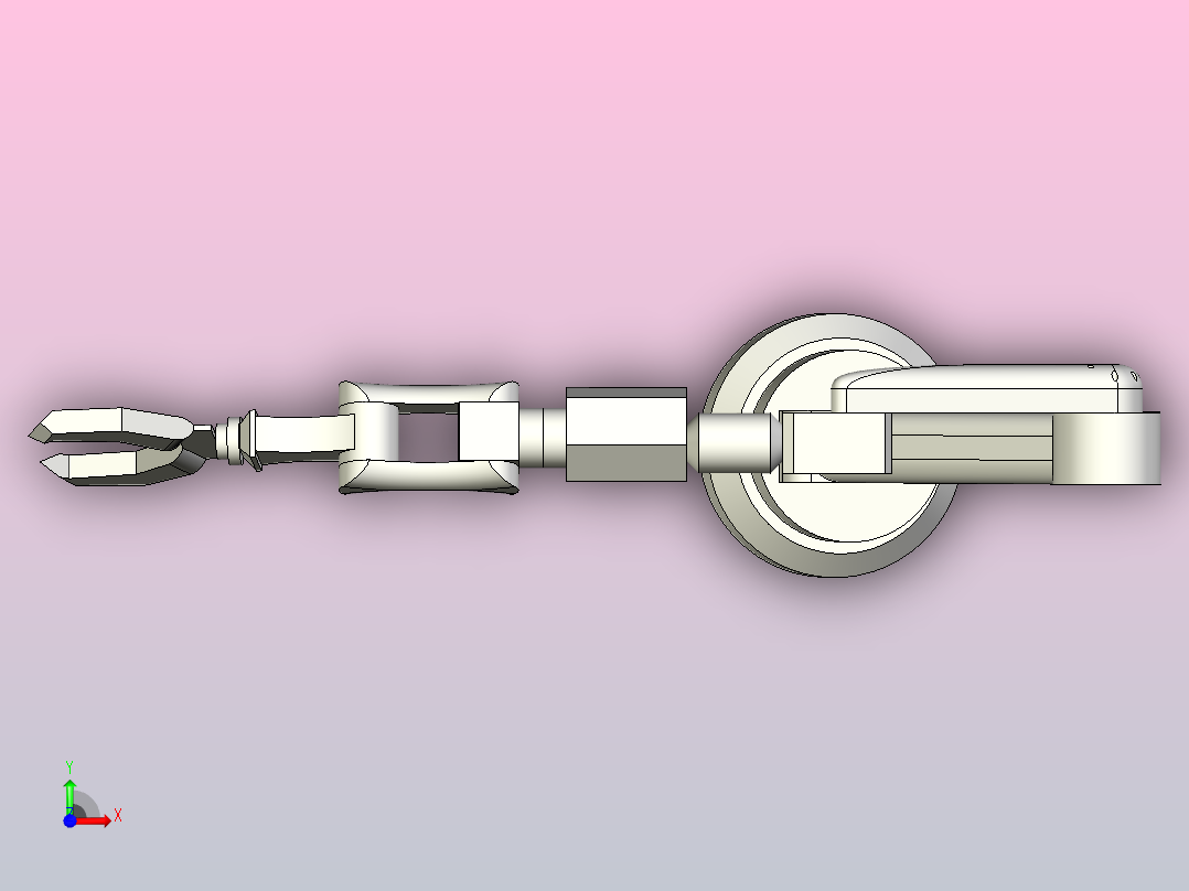 机械加工的机器人手臂前视图