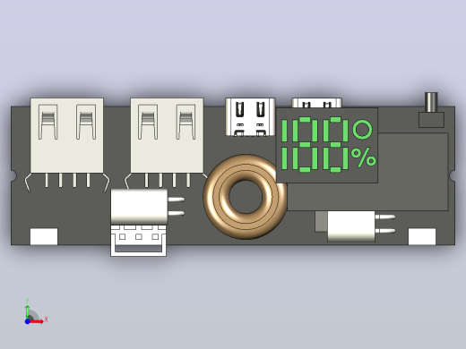 LED双USB PD快充5A 100W Type-C USB移动电源18650充电模块带温度保护前视缩略图