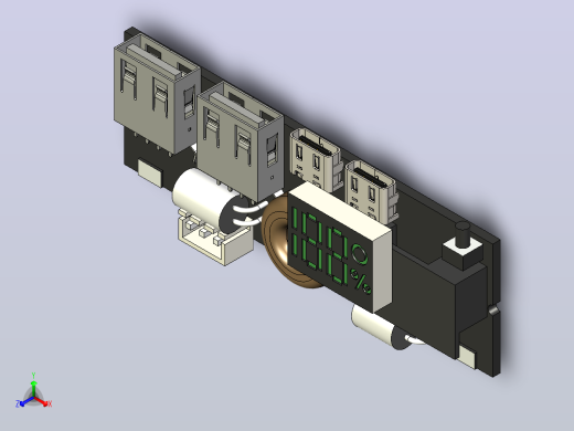 LED双USB PD快充5A 100W Type-C USB移动电源18650充电模块带温度保护正等轴测缩略图