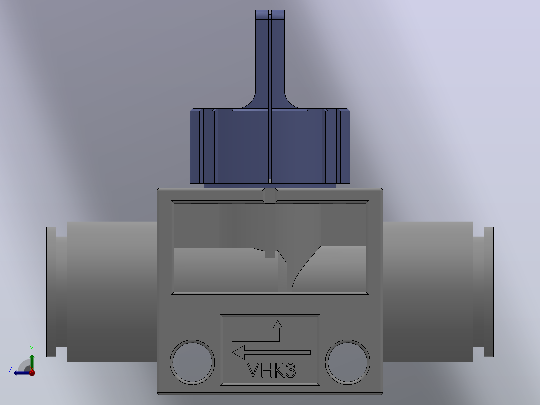VHK系列P快速接头A快速接头二通三通手动阀[VHK3R-04F-04F]右视图