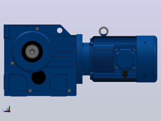 K107底脚轴伸式安装螺旋锥齿轮减速机K107-YV11-4P-110.83-M1-0°-A右视缩略图