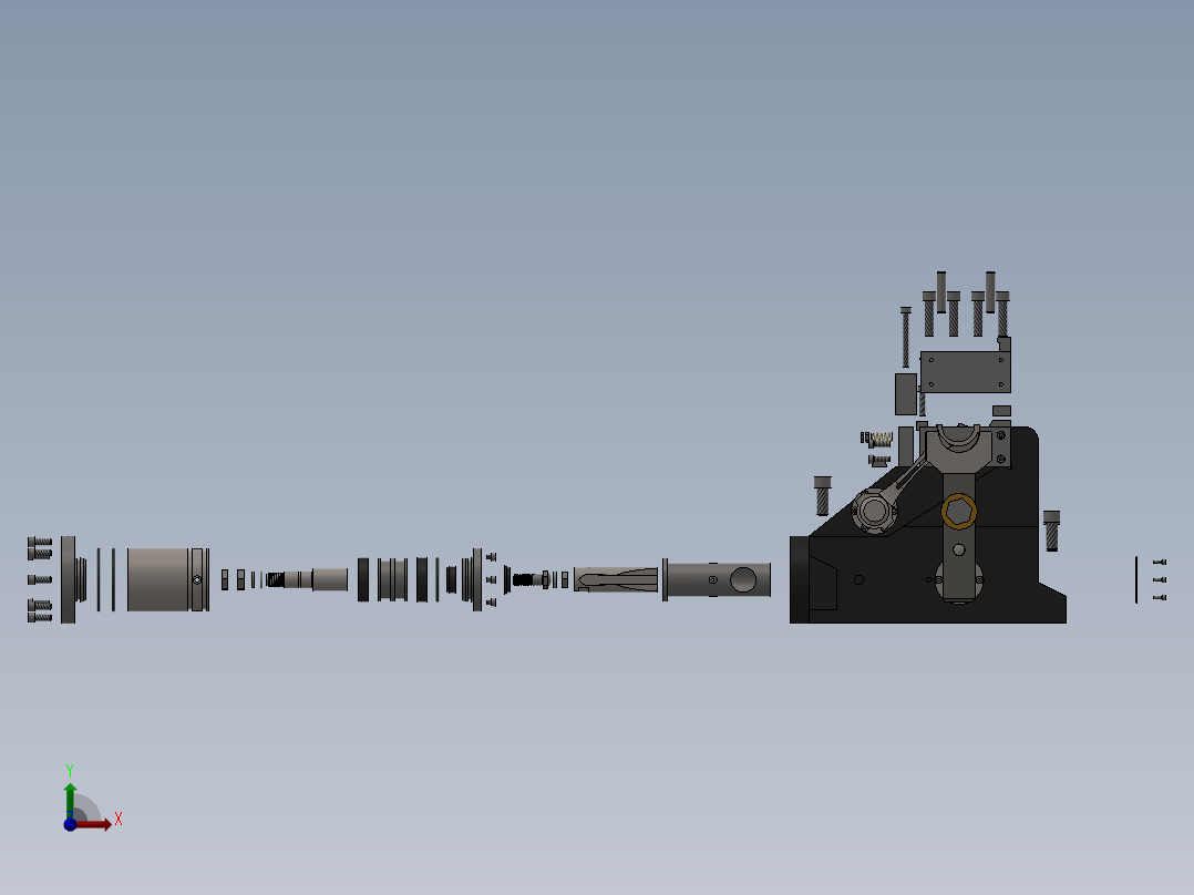 车床液压夹具 3D模型SW前视图