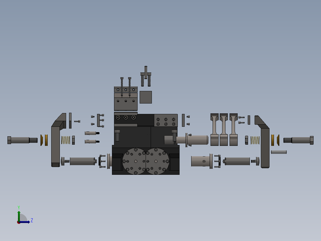 车床液压夹具 3D模型SW左视图
