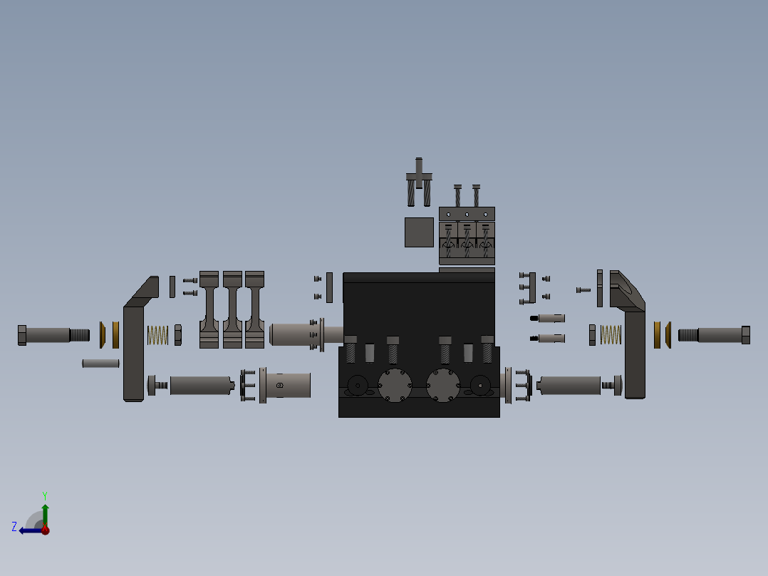 车床液压夹具 3D模型SW右视图