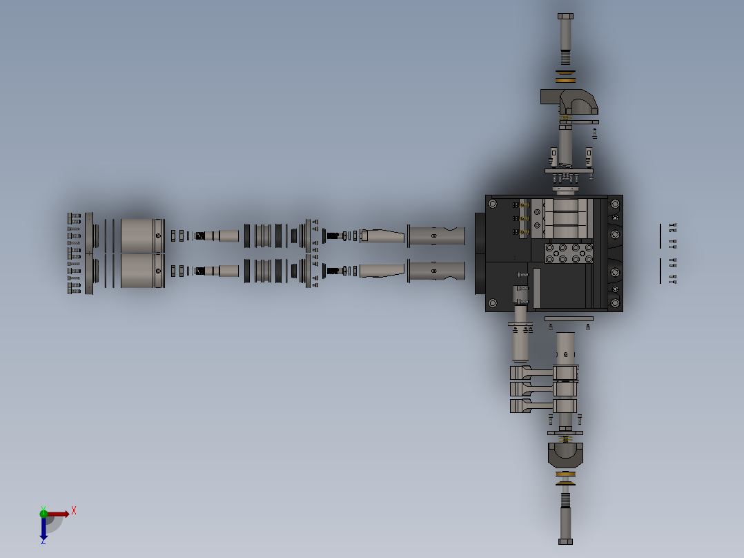 车床液压夹具 3D模型SW俯视图