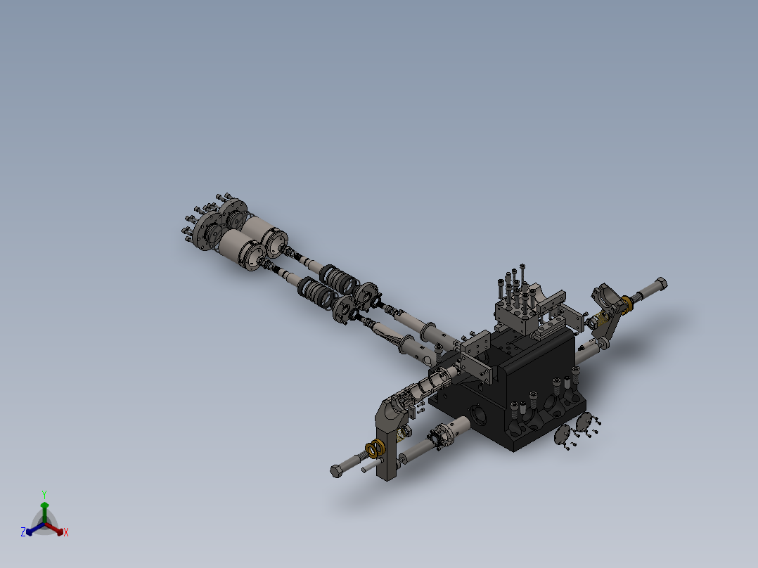 车床液压夹具 3D模型SW正等轴测图