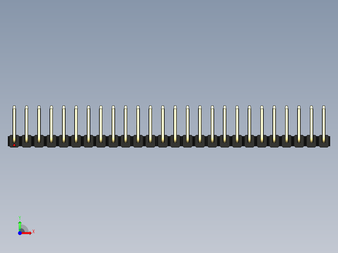 彩色公排针 100mil 2.54mm 系列-DS1022_black_26p_100mil_TypeU_rev1.0前视图