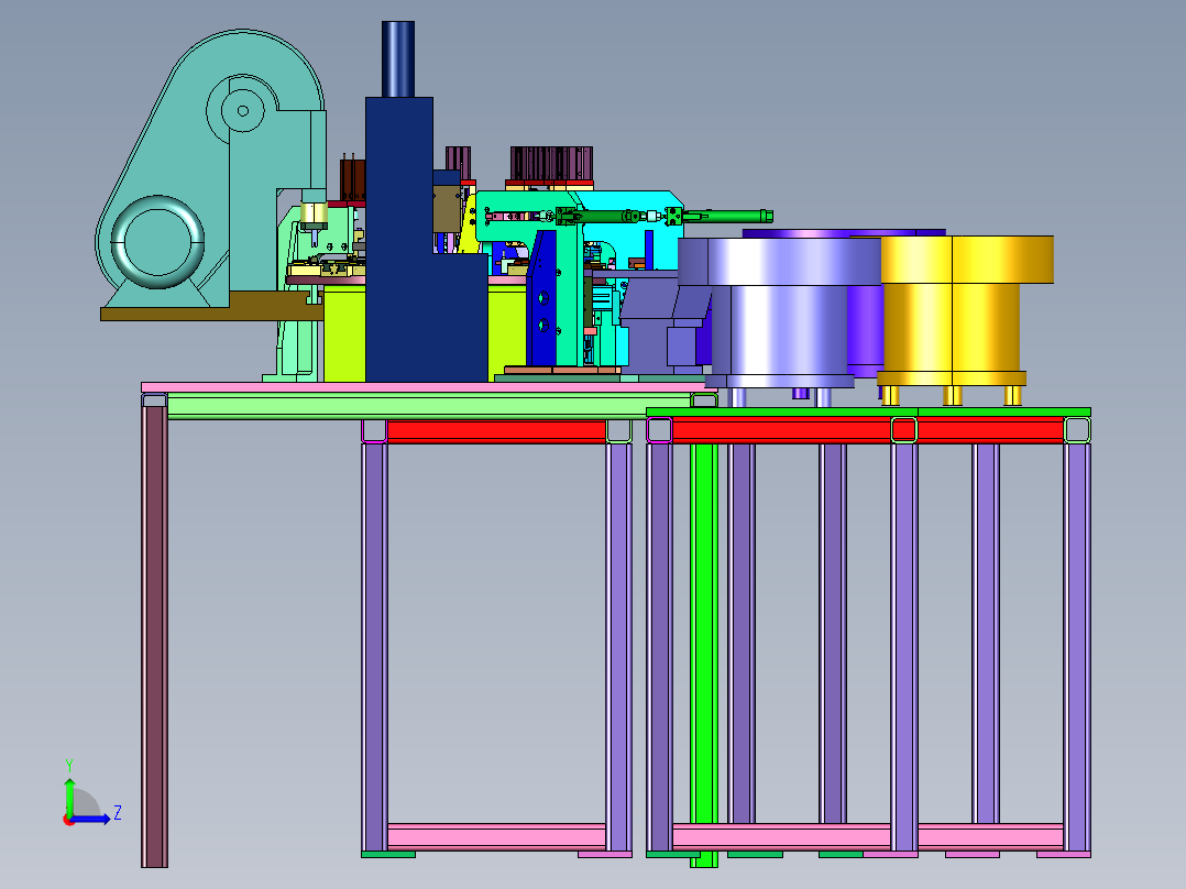 铜头自动供料铆压机左视图