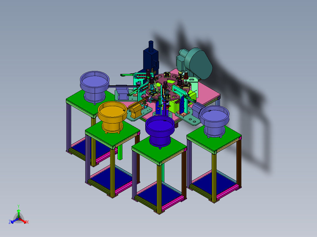 铜头自动供料铆压机正等轴测图