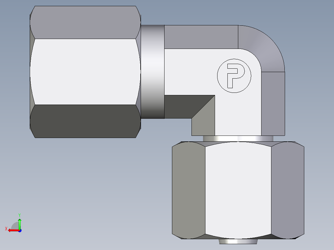 卡套式工业通用硬管接头EO_Swivel_nut_elbow_EW06ZSCF后视图