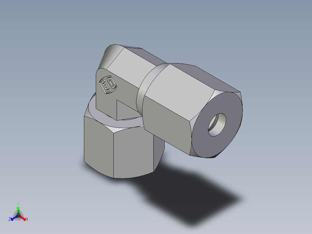 卡套式工业通用硬管接头EO_Swivel_nut_elbow_EW06ZSCF正等轴测图