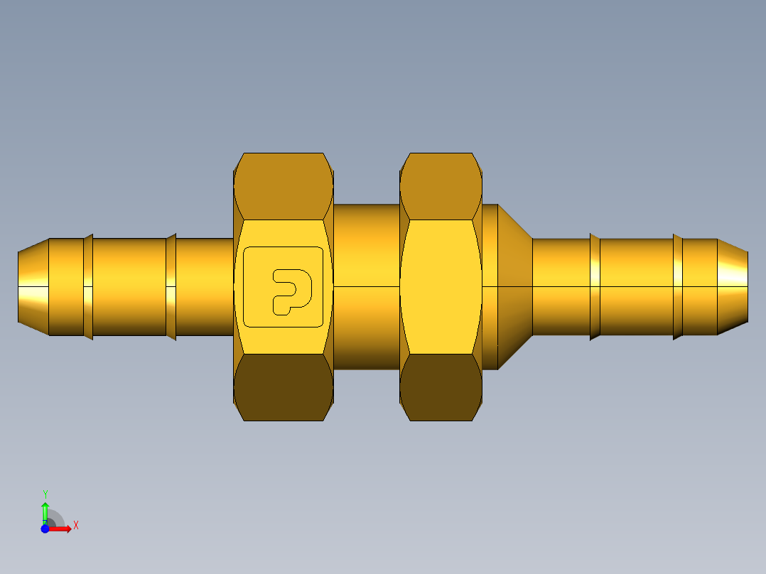 工业通用螺蚊管倒齿式工业硬管接头Bulkhead Union 22BH-4-4前视图