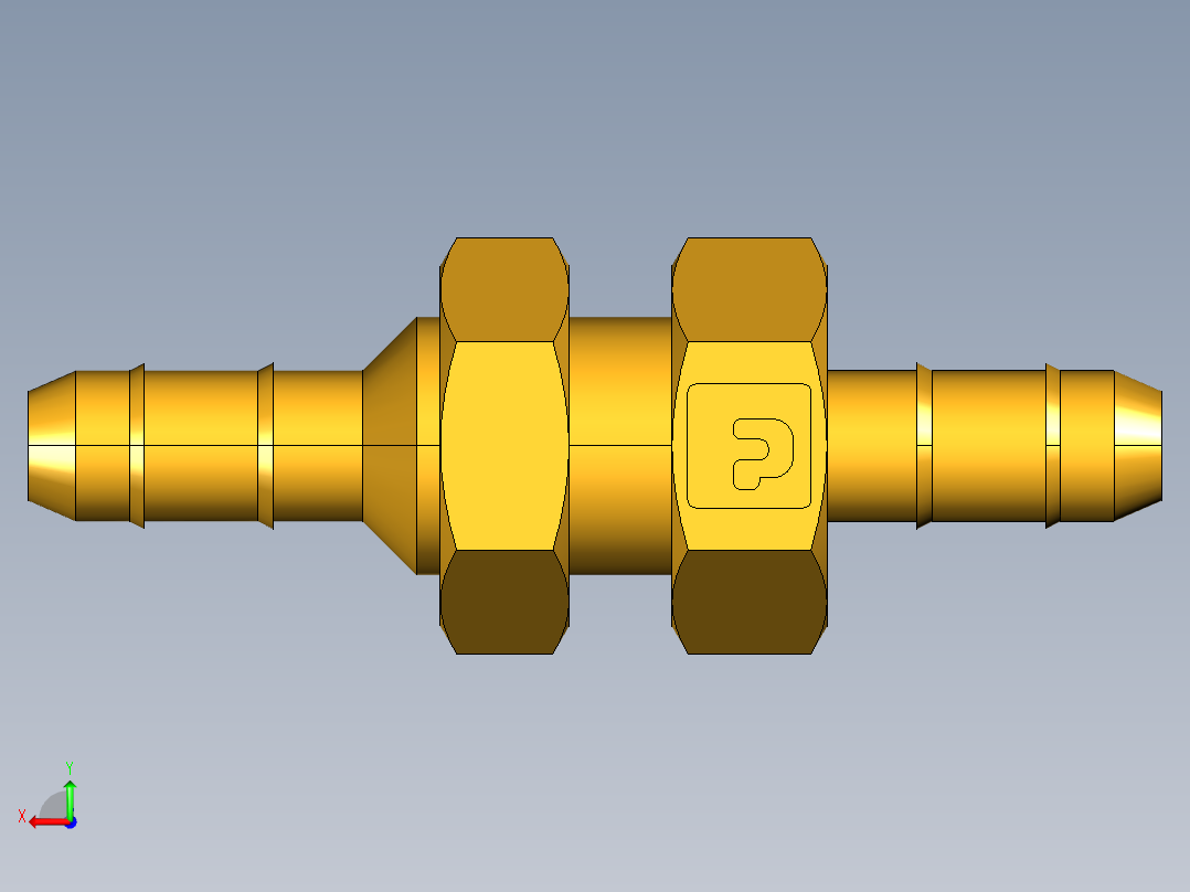 工业通用螺蚊管倒齿式工业硬管接头Bulkhead Union 22BH-4-4后视图