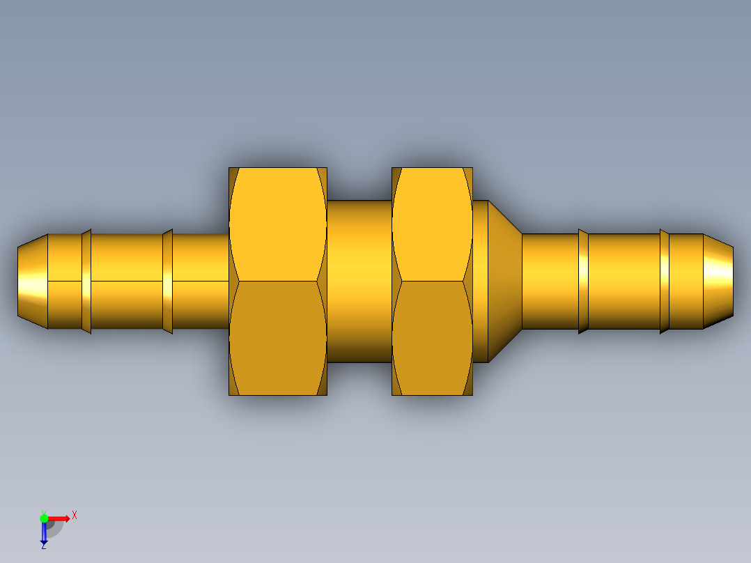 工业通用螺蚊管倒齿式工业硬管接头Bulkhead Union 22BH-4-4俯视图